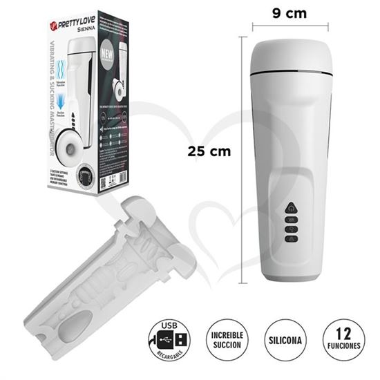 Masturbador con 12 funciones de vibracion, 3 funciones de succion,funcion de sonido y carga USB